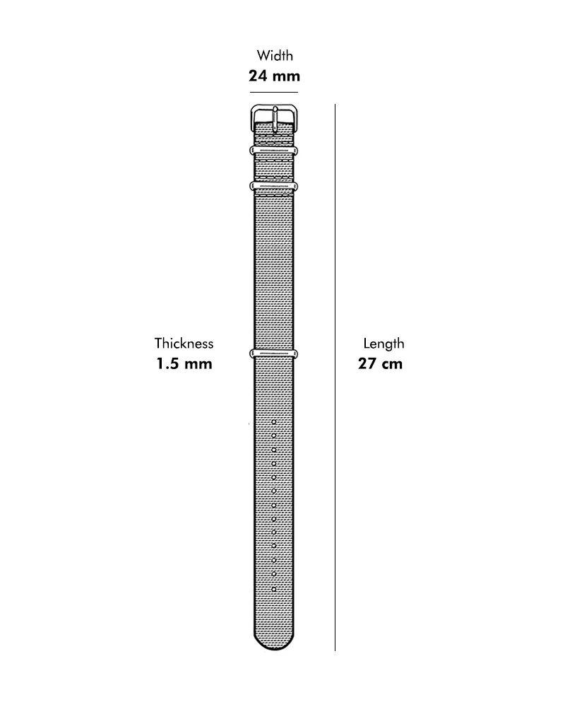 24mm Black Silver Nylon Strap - Image 5