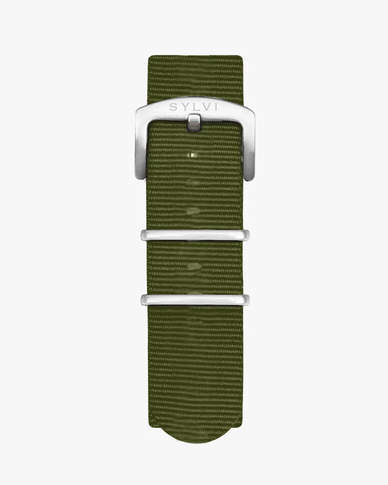24mm Green Silver Nylon Strap - Image 4